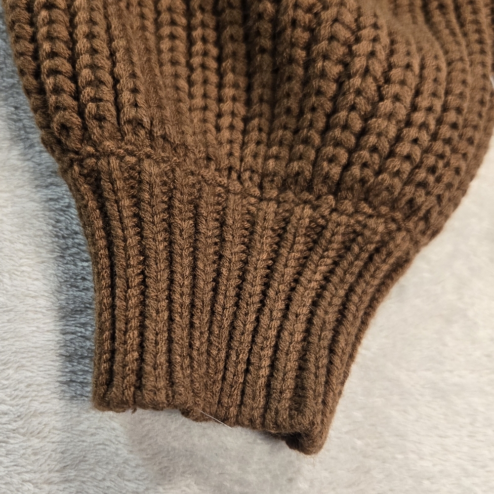 Espresso Brown Knit Shrug Bolero Sweater Balletcore Cozy Layer Small Oversized - Picture 3 of 7